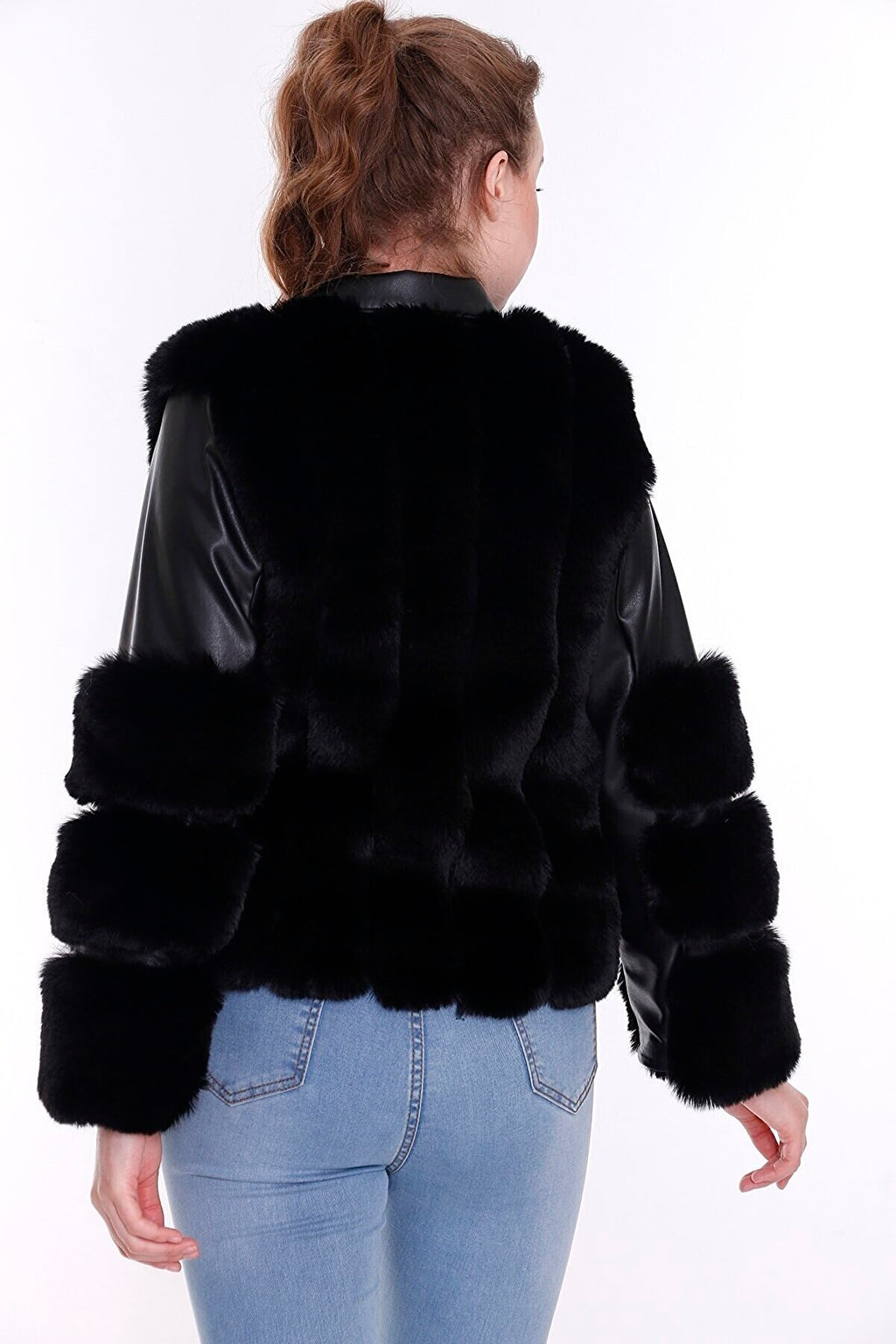 Suni Kürk Siyah Kadın Mont