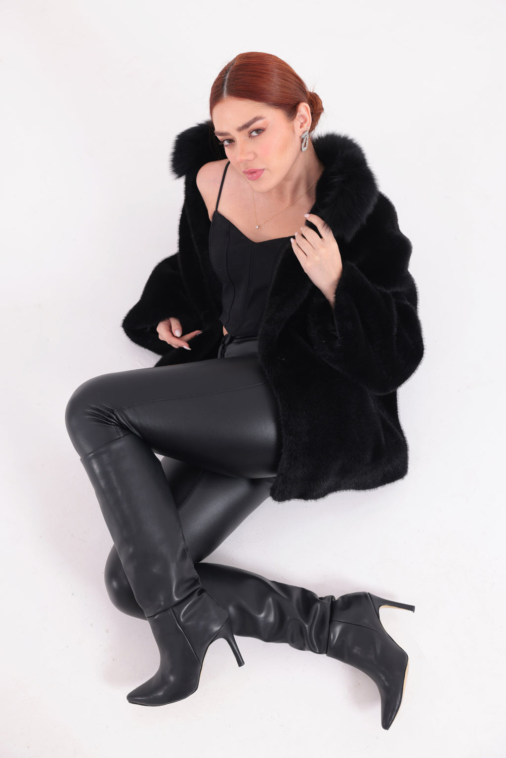 Jagger Alcantara Kadın Kürk Ceket, Hakiki Tilki Kürklü Lüks Kaban