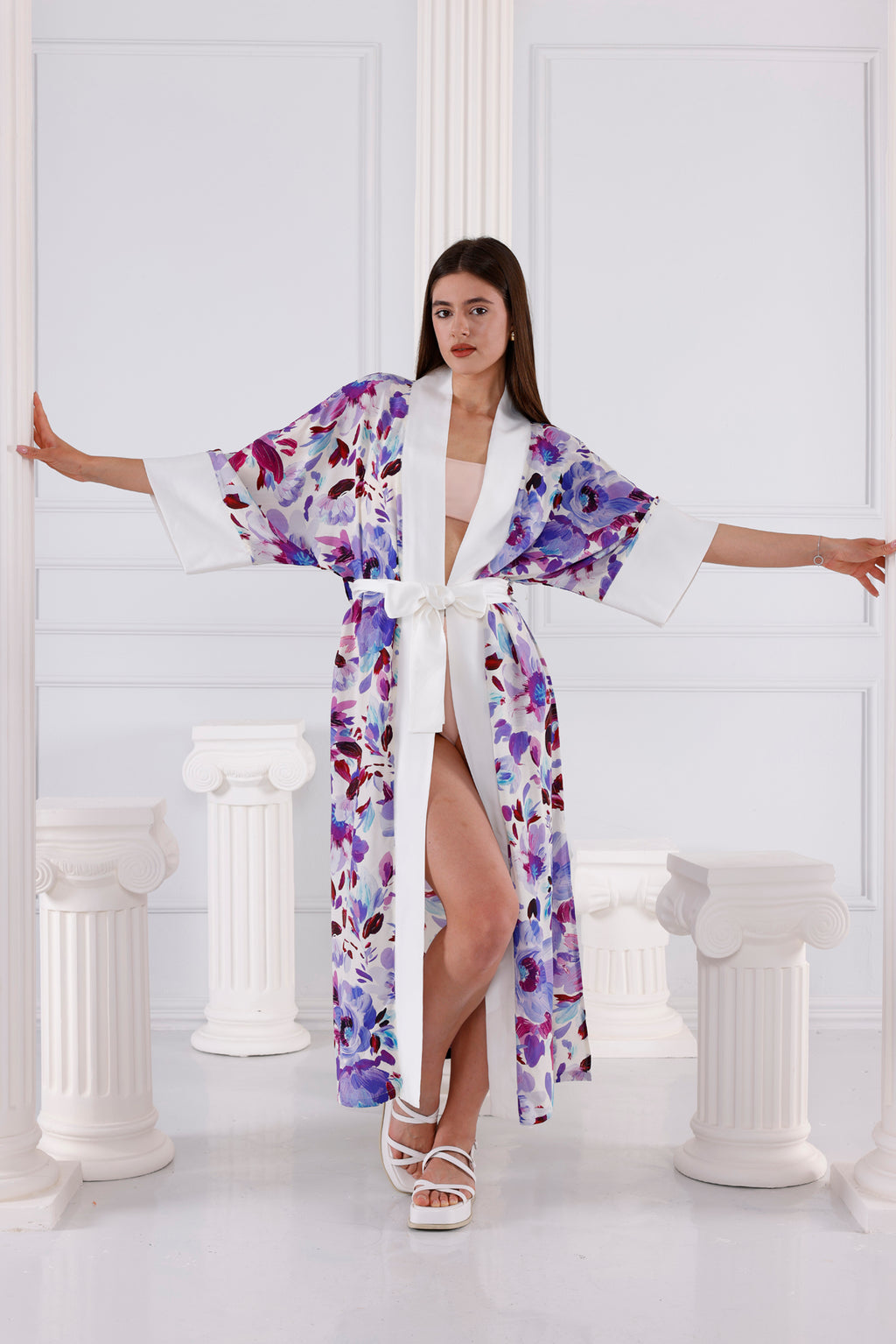 Jennifer Vegan İpek CUPRO Uzun Kimono