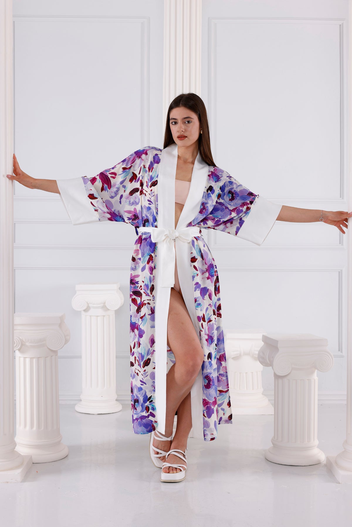 Jennifer Vegan İpek CUPRO Uzun Kimono