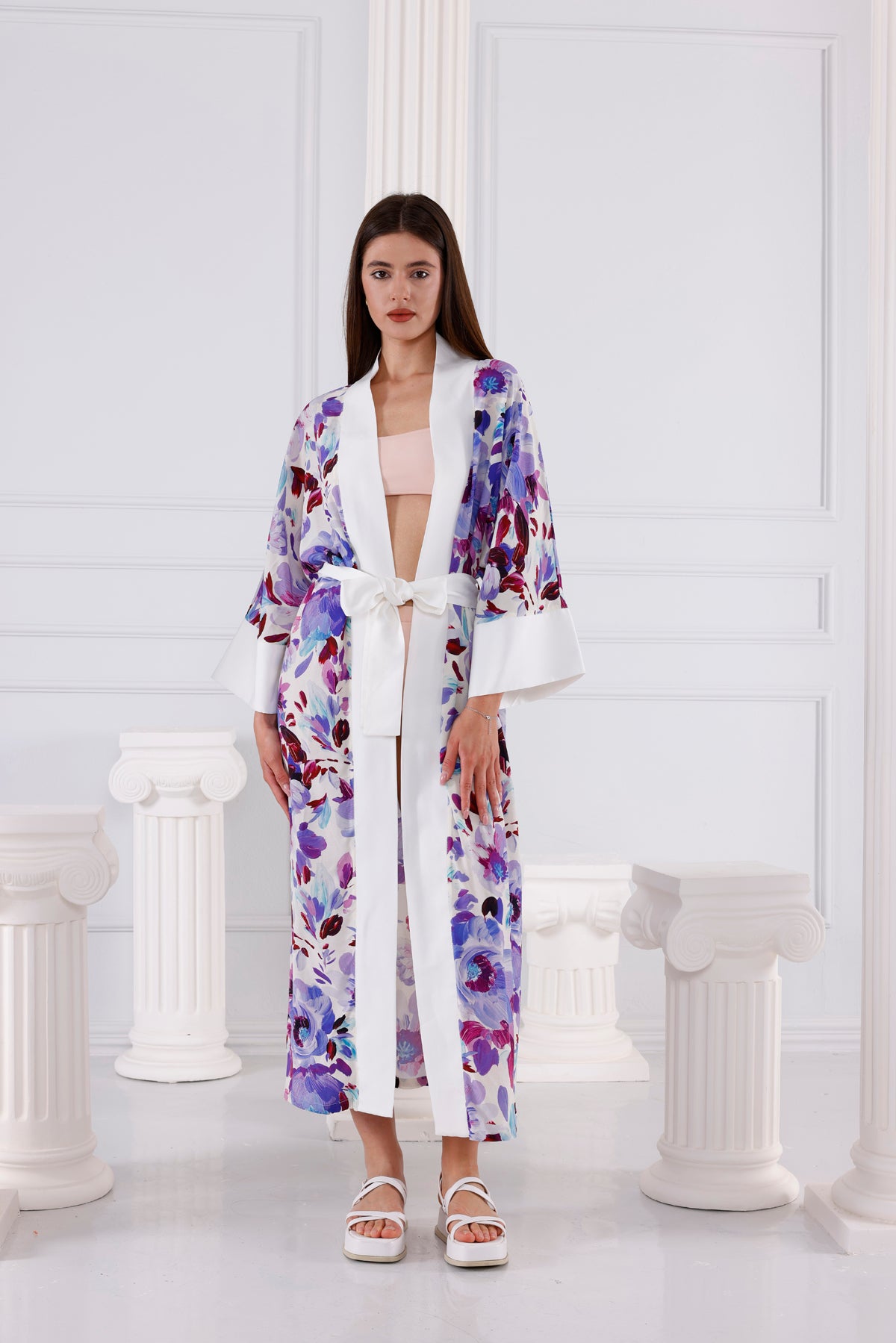 Jennifer Vegan İpek CUPRO Uzun Kimono