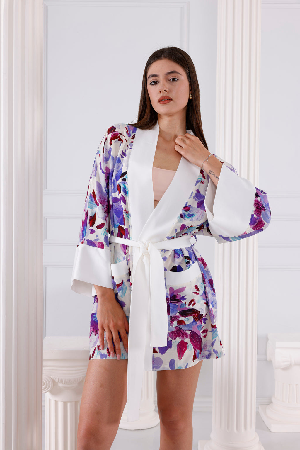 Jesica Vegan İpek CUPRO Kısa Kimono