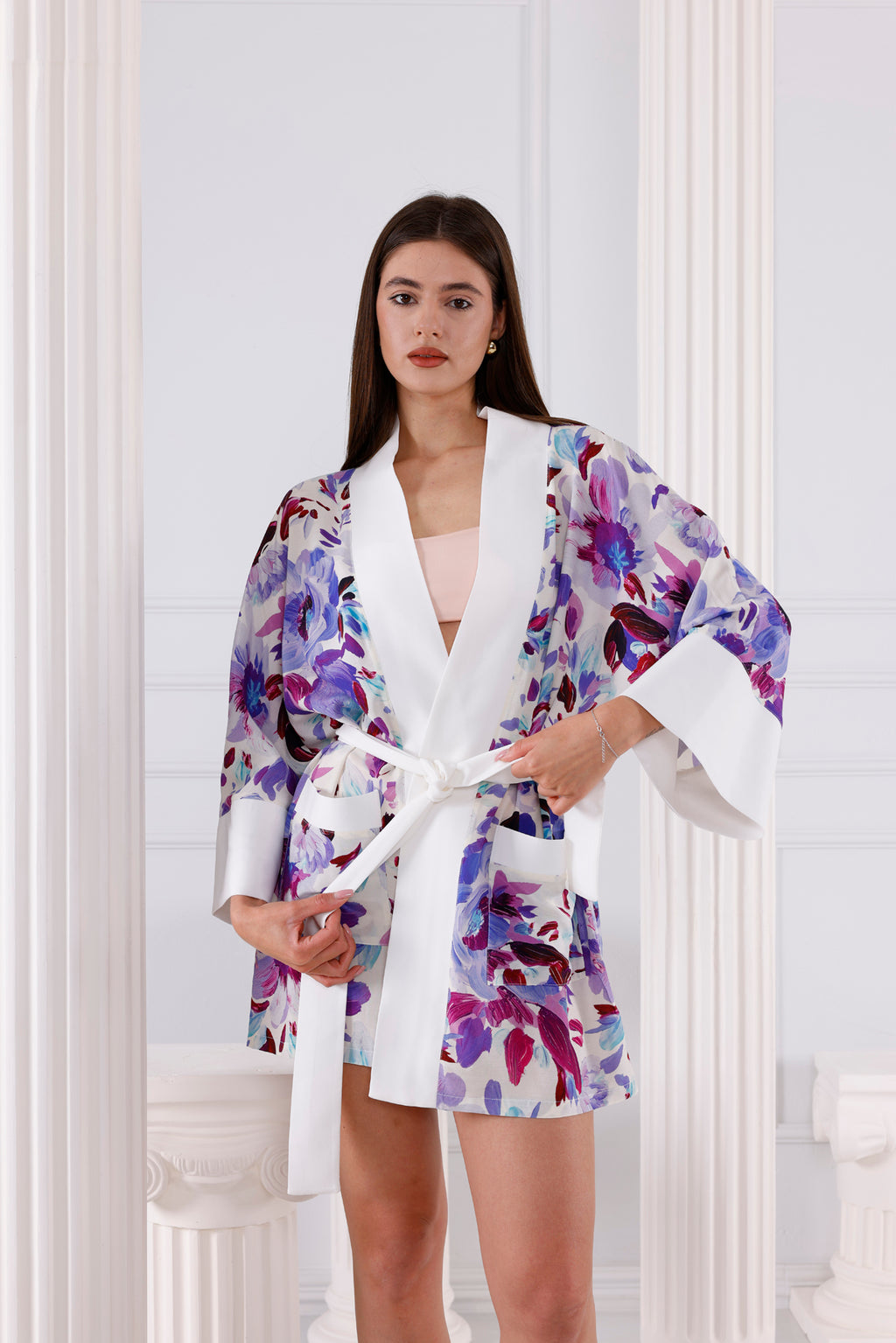 Jesica Vegan İpek CUPRO Kısa Kimono