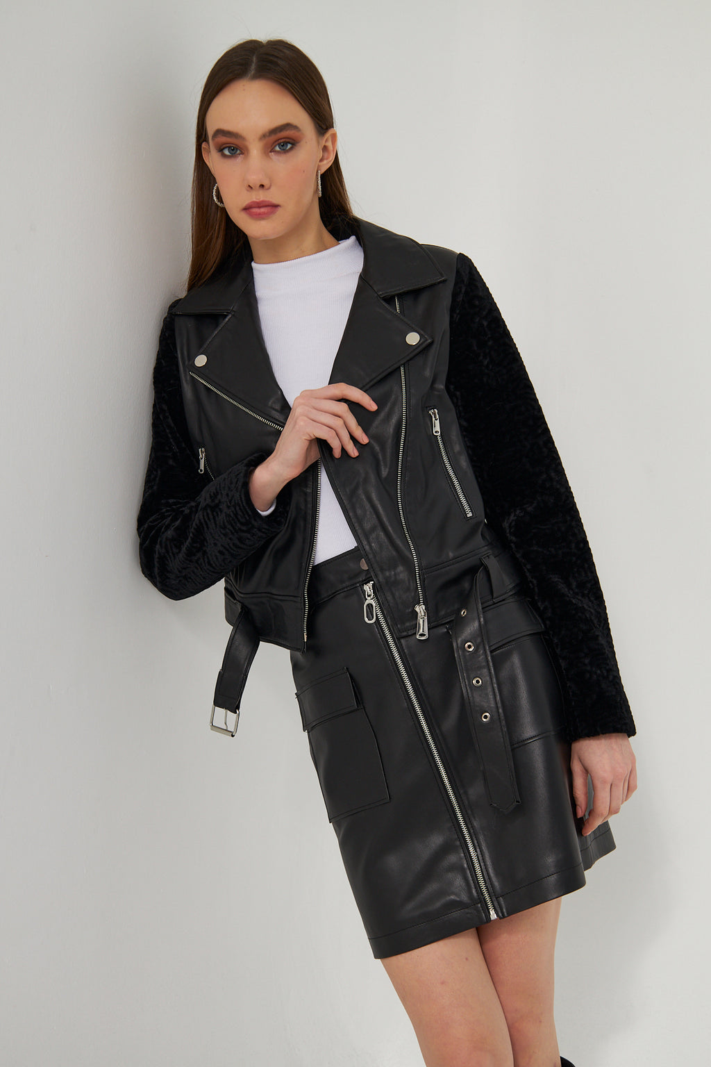 Suni Deri Biker Ceket
