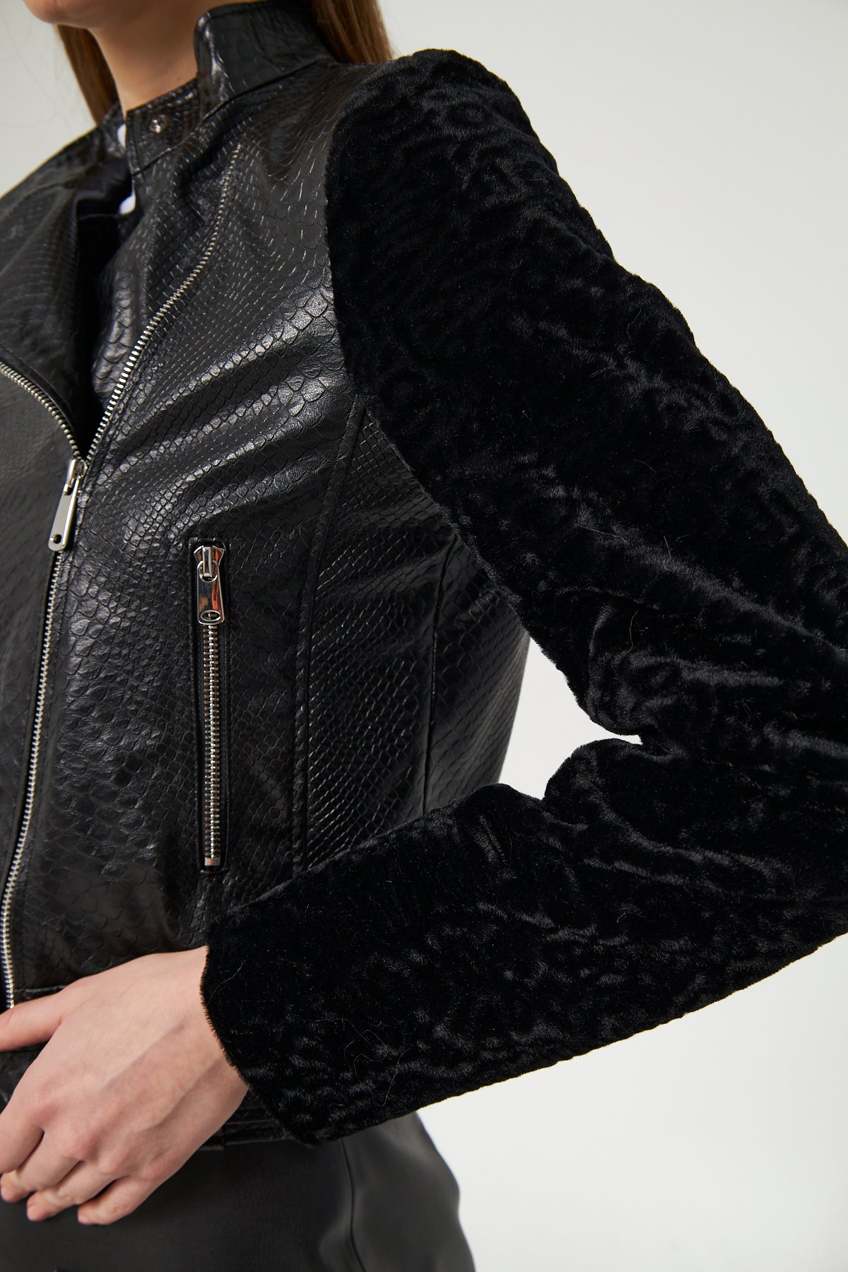 Suni Deri Biker Ceket