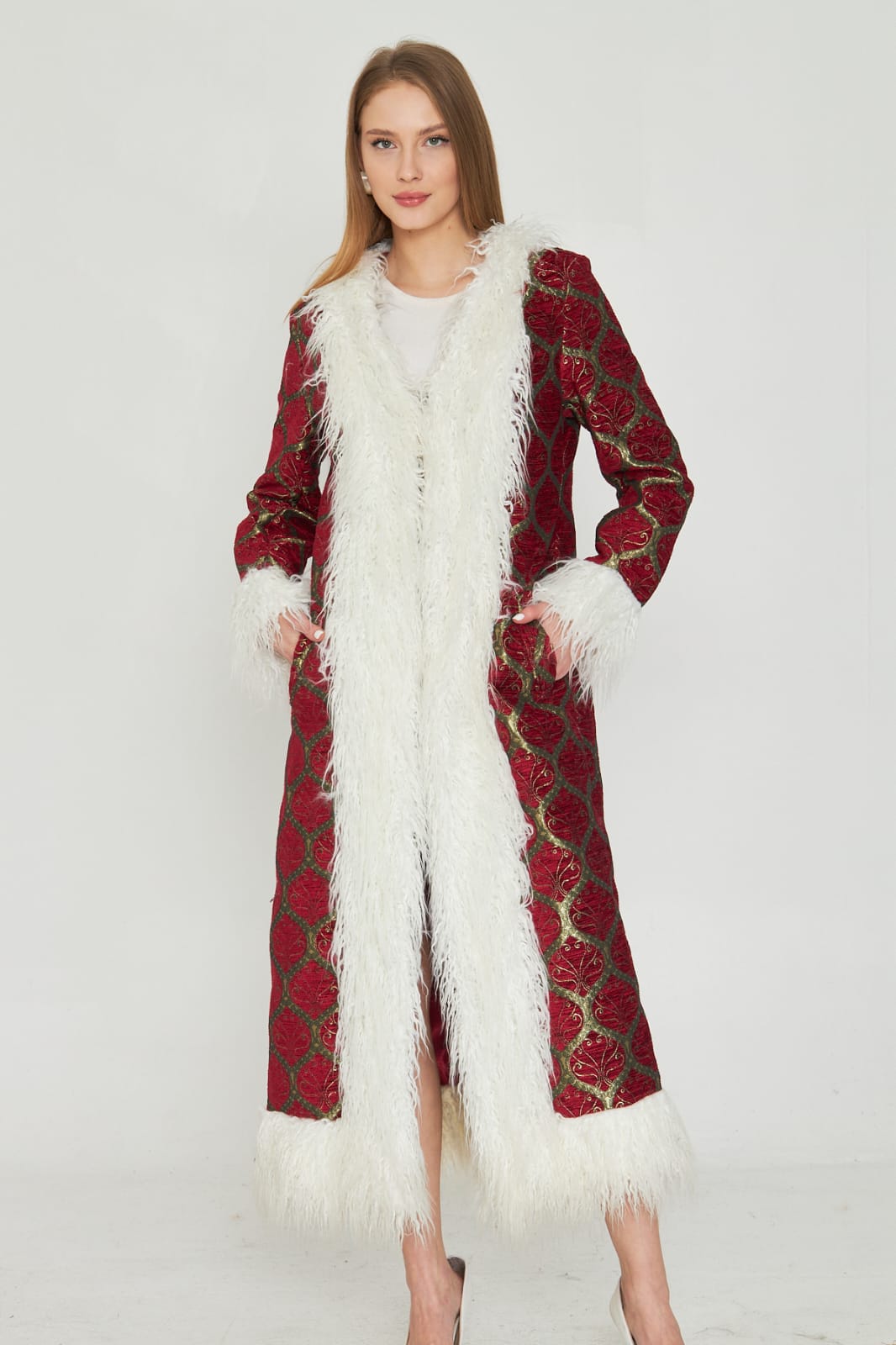 Detalina Suni Kürk Detaylı Jakar Kaftan