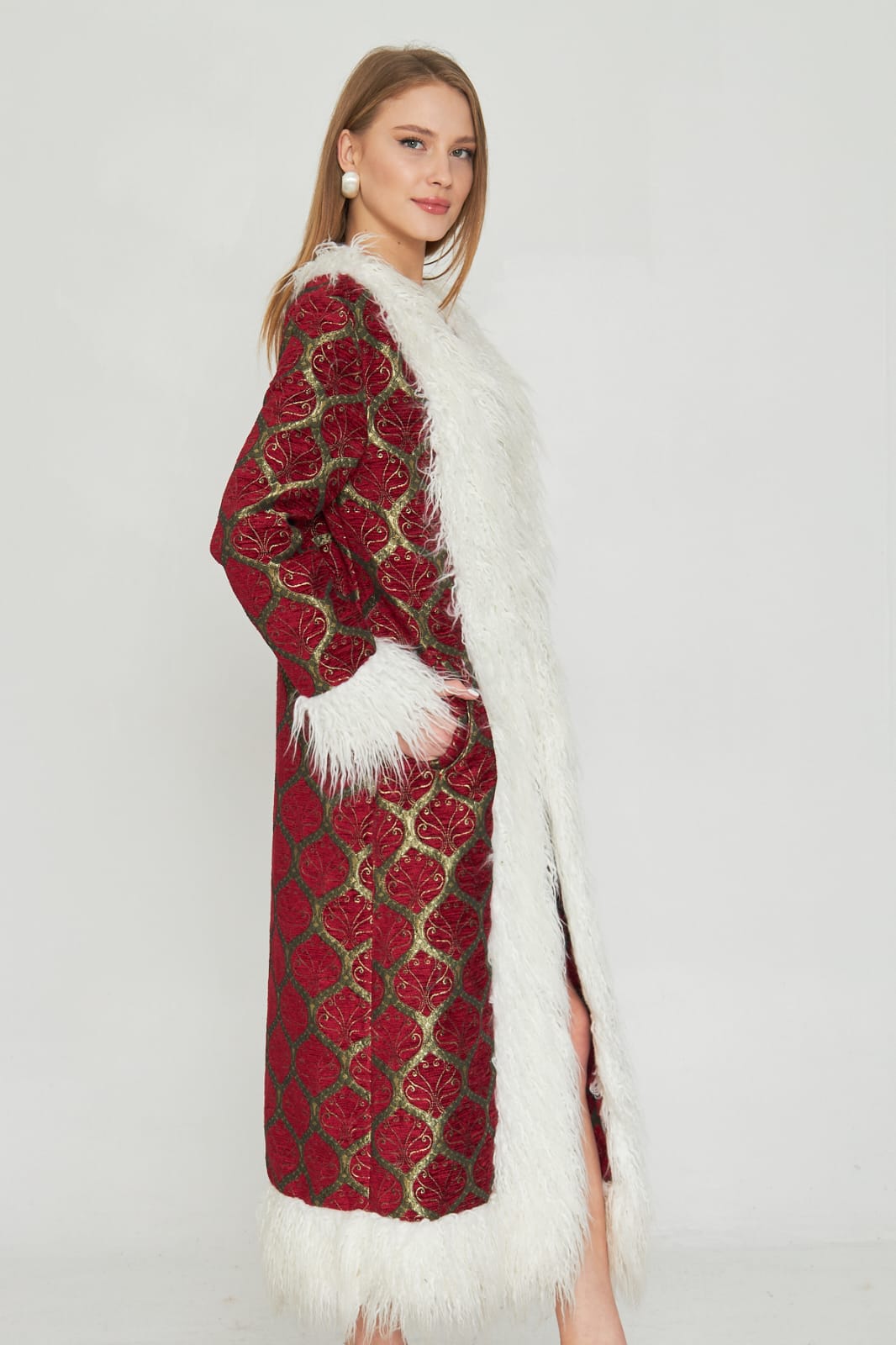 Detalina Suni Kürk Detaylı Jakar Kaftan