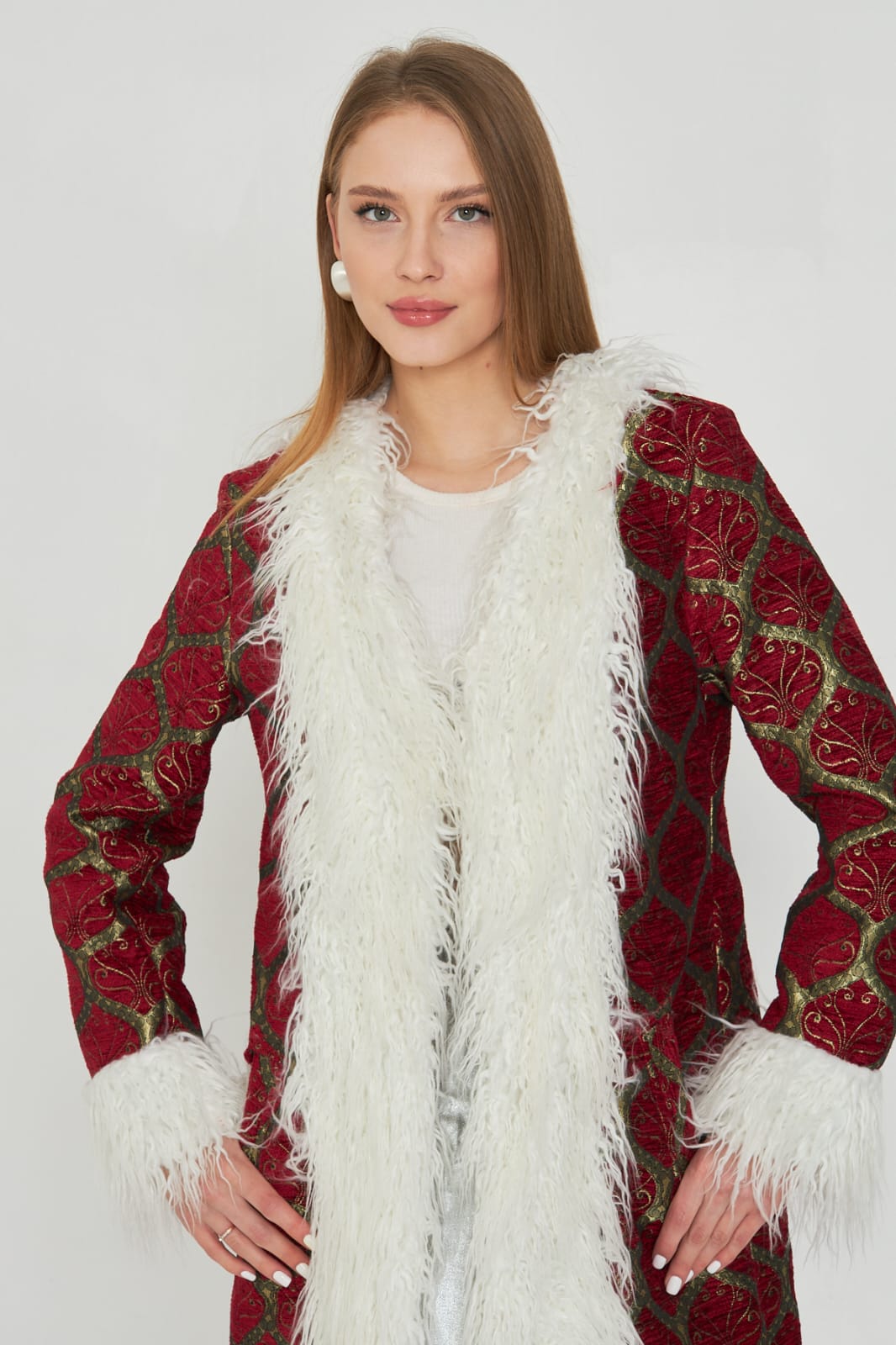 Detalina Suni Kürk Detaylı Jakar Kaftan