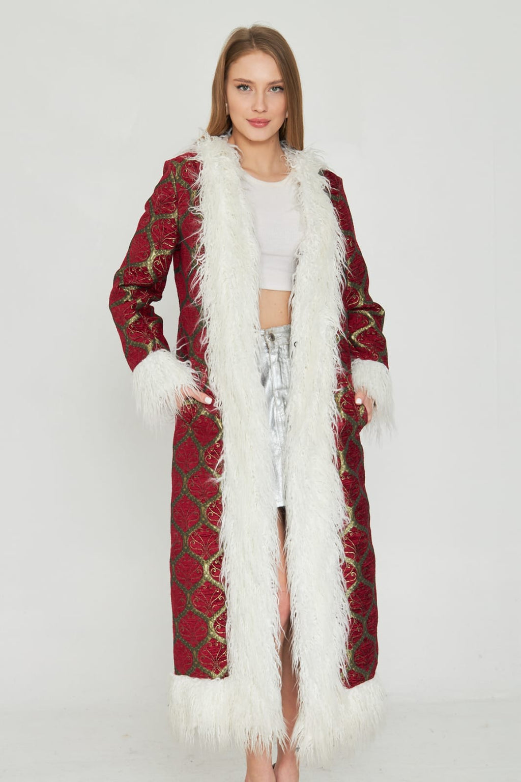 Detalina Suni Kürk Detaylı Jakar Kaftan